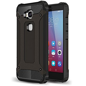 For Honor 5X Case - ANGELLA-M Rugged Hybrid Hard Shockproof Case for Huawei GR5 /Honor X5 Slim Heavy Duty Protective Shell - Black