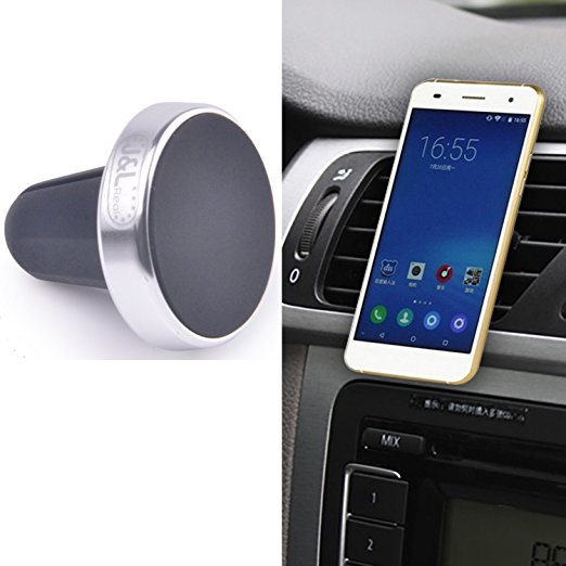 J&L Real Air Vent Magnetic Universal Car Mount Holder for Smartphones including iPhone 6, 6S, Galaxy S7, S6 Edge - Black