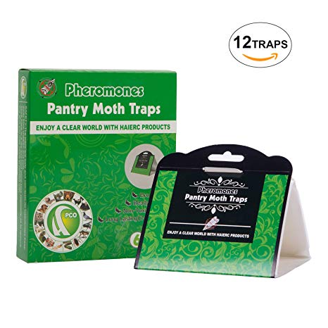 CO-Z 12Pcs Pantry Moth Traps Common Kitchen Moth Killer with Pheromone Attractant, Safe, Non-toxic, No Insecticide, Odorless, Green