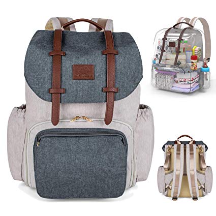 Deluxe Diaper Backpack by Little Grey Rabbit - Specializing in Clutter-Free Design with Interior Divider for Easy Organization, Insulated Pockets, Stroller Straps, Changing pad and First aid kit