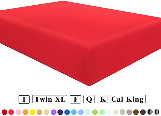 NTBAY Microfiber Queen Fitted Sheet, Wrinkle, Fade, Stain Resistant Deep Pocket Bed Sheet, Red