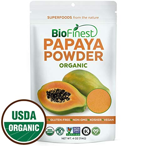 Biofinest Papaya Powder - 100% Pure Freeze-Dried Antioxidants Superfood -USDA Certified Organic Vegan Raw Non-GMO - Boost Digestion Weight Loss - for Smoothie Beverage Blend (4 oz Resealable Bag)