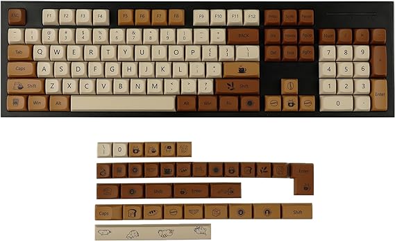 YMDK 138 ZDA Profile XDA v2 Dye Sub PBT Coffee Cat Keycaps for 104 TKL 60% 96 84 68 64 MX Switches Keyboard