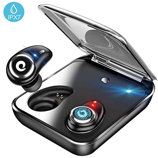 GUSGU Wireless Earbuds,Wireless Earphones IPX7 Waterproof Bluetooth Headphones Wireless TWS In-Ear Earphones with Dual Microphone for Handsfree Call(One-step Pair, Hi-Fi Sound,Noise Cancellation)