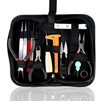 15 in1 Jewelry Making Tools Kit, Jewelry Repair Pliers Set, Jewelry Beading Wire Starter Tool for Jewelry DIY Crafting by JINJIAN - Black