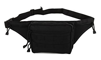 Mens Gun Pistol Pouch Carry Concealment Concealed Large Tactical Nylon Fanny Pack with Key Ring Carabiner