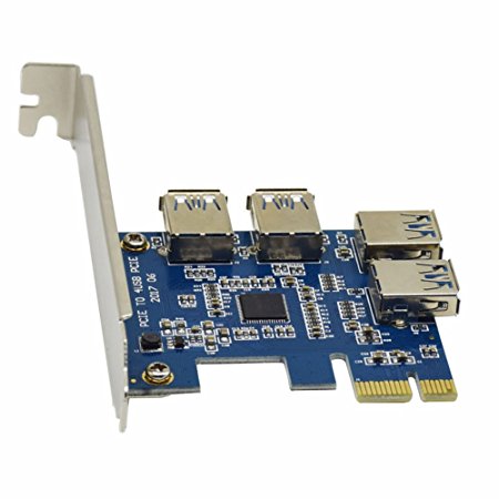 4 USB 3.0 Ports PCIe Card Super Speed Up, 1 Turn 4PCI-E PCI-E Slot GPU Riser Adapter 4 in 1 PCI-E Riser Adapter Board, - Ethereum Mining ETH (4 in 1 Riser Adapter Board)