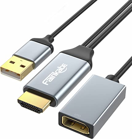 fairikabe HDMI to DisplayPort Adapter 4K60Hz, Active HDMI 2.0 Male to DisplayPort 1.2 Female Converter, HDMI Output to DP Input Adapter for Monitor, Xbox One, PS4, Mac Mini