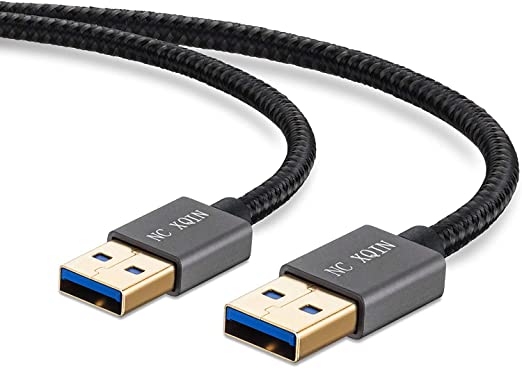 NC XQIN USB to USB Cable 2 M USB 3.0 A to A Cable Type A Male to Male Cable Cord for Data Transfer Hard Drive Enclosures, Printers, Modems, Cameras