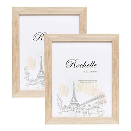 8x10 Picture Frame Distressed Cream - 2 Pack, Wall Mount Desktop Display, Frames by EcoHome