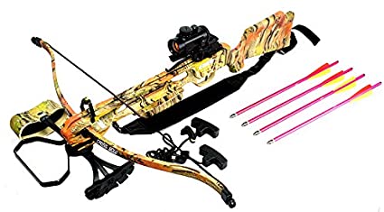 Last Punch 160 LBS Hunting Crossbow Red Dot Sight Black Arrows Quiver Rope Cocking 235FPS