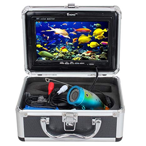 Eyoyo 30M 1000TVL HD Professional Fish Finder Underwater Fishing Video Camera Recorder DVR 7" Color Monitor Infrared Lights Control w/ 8GB SD Card