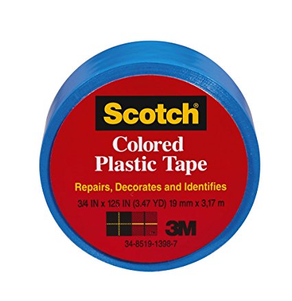 Scotch 190BL Colored Plastic Tape,  3/4 x 125-Inch,  Blue