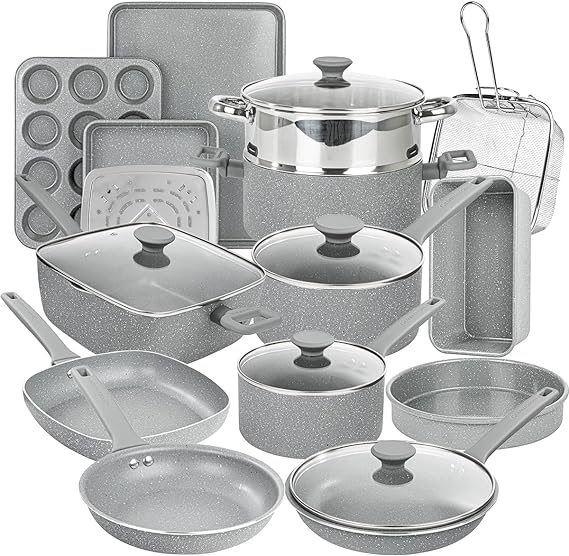 Granitestone 20 Pc Pots and Pans Set Non Stick Cookware Set, Kitchen Cookware Sets, Pot and Pan Set, Pot Set, Diamond Coated Nonstick Cookware Set with Lids, Healthy and Non Toxic, Dishwasher Safe