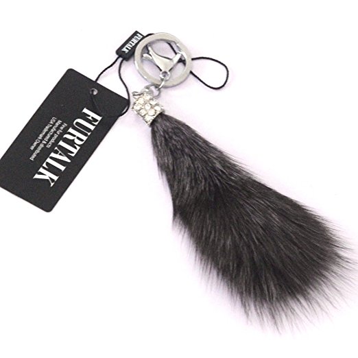 FURTALK Small 5" Genuine Fox Fur Key Chain Handbag Accessory