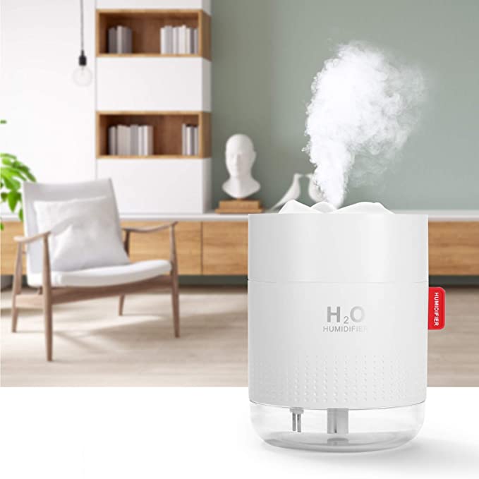 Humidifiers Mini Humidifier 500ML Small Cool Mist Humidifier Baby humidifier Plant Humidifier for Bedroom Travel Office Home, Auto Shut-Off, 2 Mist Modes, Super Quiet, Lasts Up to 18 Hours, White