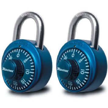 Master Lock 1530T Combination Padlock, Bright Metallic, 2-Pack(colors may vary)