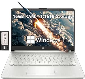 HP Stream 14" HD BrightView Laptop, Intel Pentium Silver N5030, 16GB RAM, 1.16TB Storage(1TB SSD   160GB Docking Station Set), Intel UHD Graphics, 720p Camera, 1 Year Office 365, Win 11 S, Silver