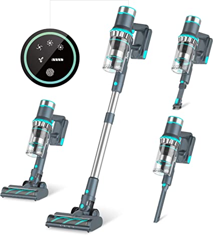 Belife Cordless Vacuum Cleaner, 22Kpa Stick Vacuum, Max 45mins Runtime, 380W Brushless Motor with Led Touch Screen, 6 In 1 Lightweight Wireless Vacuum Cleaners for Hard Floor Carpet Car Pet Hair