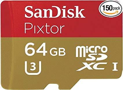 SanDisk - Pixtor Advanced 64GB microSDXC Class 10 UHS-3 Memory Card - Red/Gold