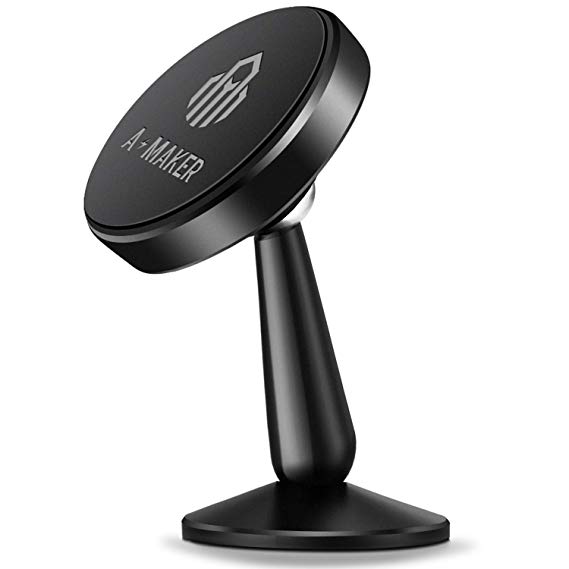 Magnetic Phone Car Mount, A-Maker 360°Rotation Car Phone Holder for Dashboard, Magnetic Cell Phone Holder for Car Compatible with iPhone 11 Pro Max / 11 / XS Max/XS / 8/7 Plus and More