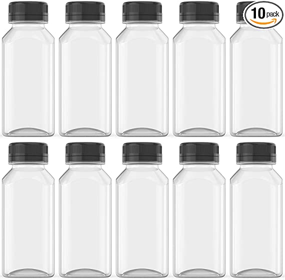 10 Pcs 4 Oz Plastic Juice Bottles with Lids, Empty Clear Containers for Juice, Milk and Other Beverage