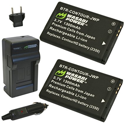 Wasabi Power Battery (2-Pack) and Charger for Contour 2350, 2450, 2900, C010410K and ContourHD, ContourGPS, Contour , Contour 2