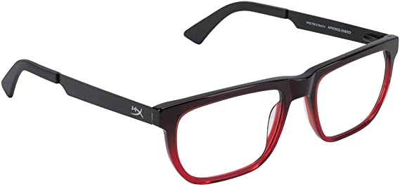 HyperX Spectre Stealth - Gaming Eyewear, Blue Light Blocking Glasses, UV Protection, Acetate Frame, Stainless Steel Temples, Crystal Clear Lenses, Microfiber Bag, Hard Case – Square Medium/Large Red