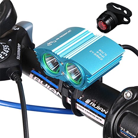T-TOPER Waterproof CREE T6 LED Night Owl Bike Light with USB Cord- 1 Bright Tail Light Included