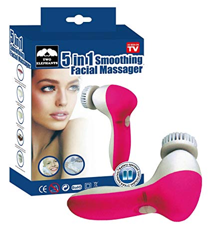 Two Elephants LS-SFM-11593 5-in-1 Smoothing Facial Massager, Pink
