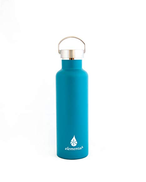 Elemental Stainless Steel Water Bottle 25oz (750ml) Premium Double Wall Insulated Vacuum Bottle