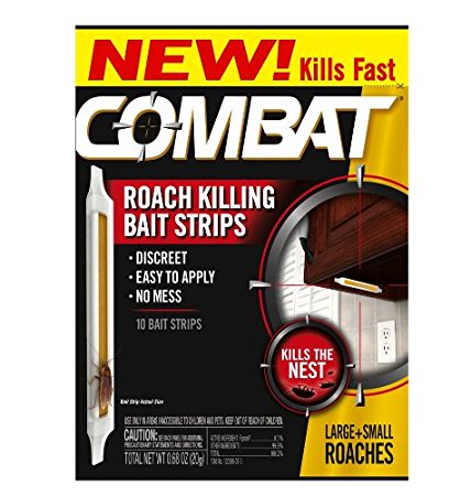 Combat Roach Killing Bait Strips, Large & Small Roaches, 10 Count