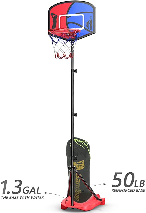 HAHAKEE Basketball Hoop for Kids Set, Adjustable Portable Basketball Set, Kids Basketball Stand Sports Game Play Set Net, Ball, Air Pump, and Sandbag
