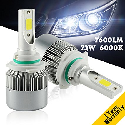 YUMSEEN 72W 9012 LED Headlight Bulbs Conversion Kit All-in-one 12V/24V 72W 7600LM 6000K Daylight with Rainproof driver 1 year warranty (9012)