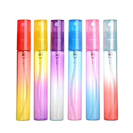 YUFENG 6pcs Mini Empty Refillable 8ML Gradient Color Glass Spray Perfume Bottles Set