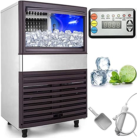 VEVOR 110V Commercial Ice Maker 155LBS/24H with 44lbs Storage Capacity Stainless Steel Commercial Ice Machine W/Scoop 55 Ice Cubes Per Plate Industrial Ice Machine Auto Clean for Bar Home Restaurant