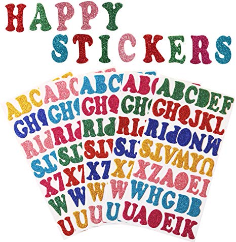 5 Sheets 3D Glittery Letters Foam Self-Adhesive Stickers, Self-Adhesive Alphabet Stickers Colorful Letter DIY Designs Kid's Arts Craft Supplies Greeting Cards Books Home Decoration Stickers Crafts
