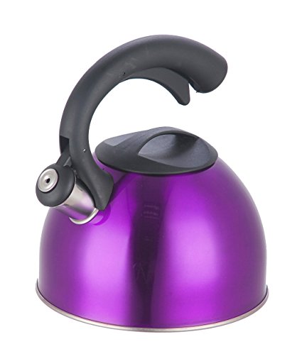 Clever Home 3.2 Quart Stainless Steel 18/8 Large Tea Whistling Kettle with Trigger Spout (Purple)