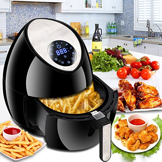 SUPER DEAL 1500W Electric Air Fryer 3.7 QT with Rapid Air Technology Touch Screen 7 Cooking Presets Menu, Timer and Temperature Control