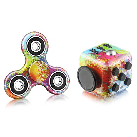 MCSTREE 2 Pack Fidget Bundle include Fidget Cube and Fidget Spinner Relieves Stress & Anxiety