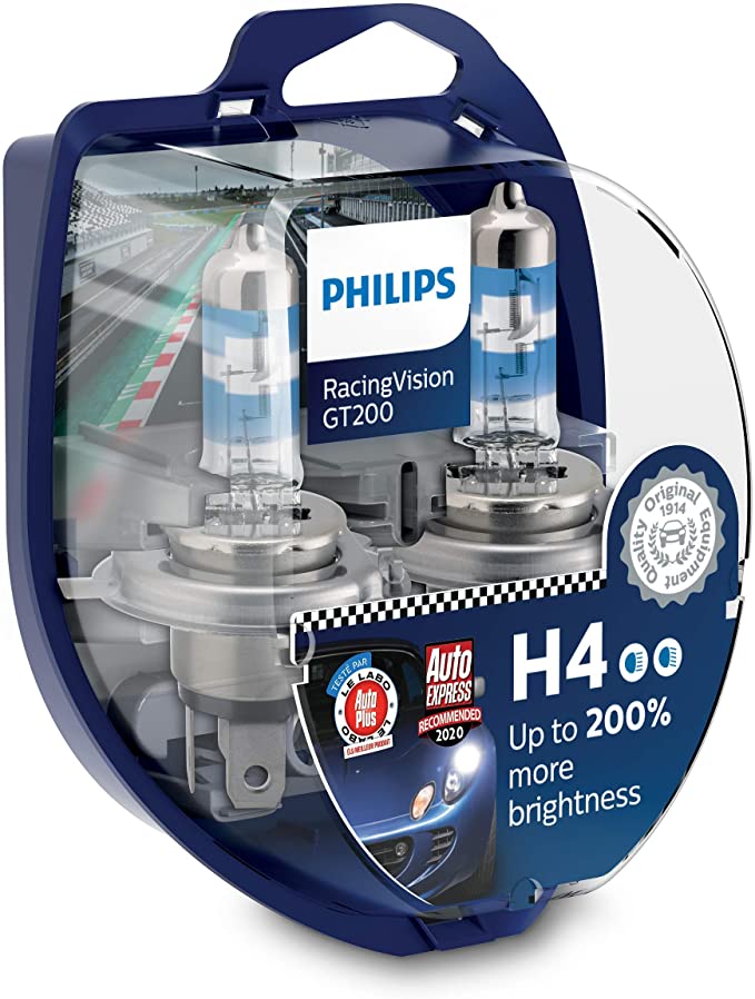 Philips 575528 RacingVision GT200 H4 car headlight bulb +200%, set of 2