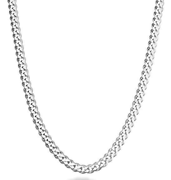 MiaBella Solid 925 Sterling Silver Italian 5mm Diamond Cut Cuban Link Curb Chain Necklace for Women Men, 16"-18"-20"-22"-24"-26"-30"