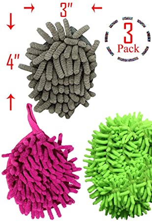(Pack of 3) Fuzzy Fingers Duster, Mini Microfiber Mitt, Assorted Colors