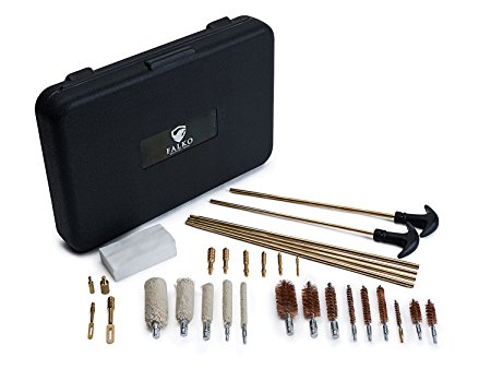Universal Gun Cleaning Kit - 32 Pieces Brass Tips and Jags to Avoid Broken Plastic Pieces Inside Your Gun - Perfect for Hand Guns, Rifles and Shotguns