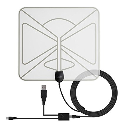 LeadTry ANT UB TV Antenna, Transparent Indoor Amplified Digital Antenna 50 Mile Range with Detachable Amplifier Signal Booster, USB Power Supply and 10FT High Performance Coaxial Cable