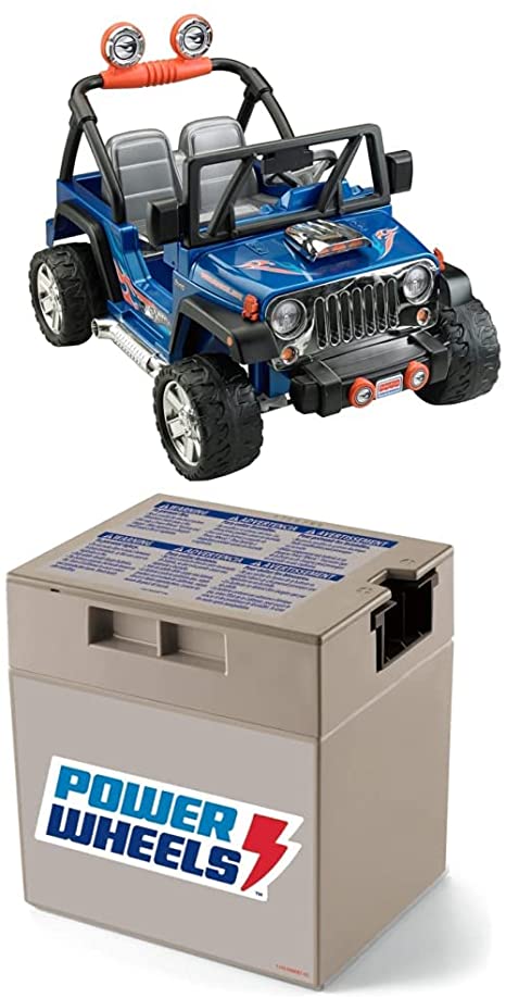 Fisher-Price Power Wheels Hot Wheels Jeep Wrangler Ride-On Vehicle with Extra Rechargeable 12-V Battery for Kids Ages 3 Years and Up