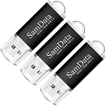 SamData USB Flash Drives 32GB 3 Pack USB 2.0 Thumb Drives Memory Stick Data Storage Jump Drive Zip Drive Drive with Led Indicator (Black, 32GB-3Pack)