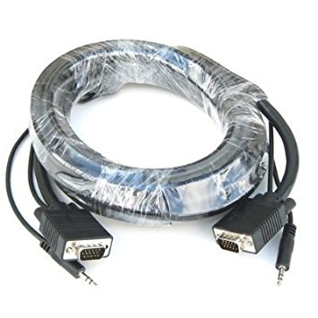 C&E 638544909086 Premium 25' HD15 M/M VGA/SVGA/UXGA with Audio Monitor Projector Cable