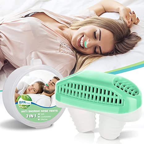 Anti Snoring Devices, Upgrade All in 1 Nose Air Purifier Vents Plugs Clip, Snoring Reduce for Women Men, Stop Snoring Sleep Aid Nasal Snore Reducing for Better Sleep Green