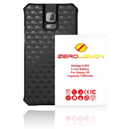 ZeroLemon® 7500mAh Extended   NFC Battery Combo for Samsung Galaxy S5 - TPU Back Cover Included [180 Days Warranty]